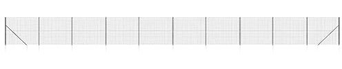 vidaXL Clôture en Treillis Métallique et Ancrage, Panneau de Clôture Décoratif, Barrière de Protection Jardin Patio Extérieur, Anthracite 1,8x25 m