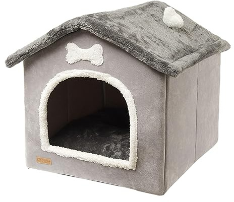 XNSHUN Hundehütte Indoor, Hundehaus Hundehütte Katzenhaus Drinnen, Katzenhöhlenbett Faltbares Komfortables Haustier Katzenhaus Mit Herausnehmbarer Matte Kissen Für Kleine Mittelgroße Hunde Katze (S)