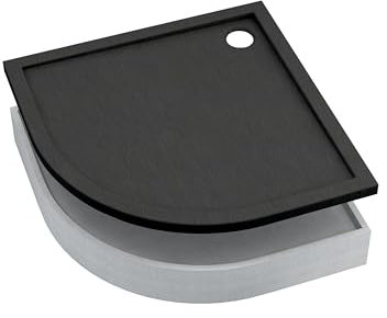 AQUABAD Duschwanne/Duschtasse | Set Basic Black Stone 80x80cm R55 Viertelkreis | inkl. Styroporträger | (Gesamthöhe inkl. Träger 16 cm) zum Befliesen