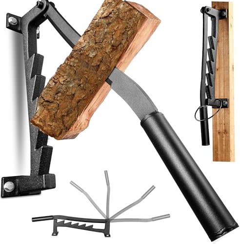 Gioventù Wall Mounted Kindling Splitter, Manual Wood Splitter Made with Heavy-Duty Steel, All-Weather Black Coating, Portable Log Splitters for Firewood, Indoor and Outdoor Use