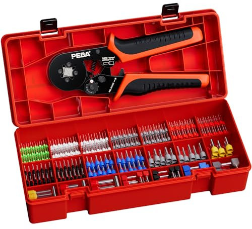 PEBA Set Pinza Crimpatrice per Puntalini Capicorda da 0.08 a 10,0 mm², con 21 tipi di Puntalini/Doppi, Set di Pinza Puntalini - Pinza Crimpatrice Capicorda AWG 28-7 - Pinza Puntalini Elettrici