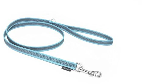 Mystique® Gummierte Leine 12mm mit Handschlaufe Standard Karabiner hellblau 2m