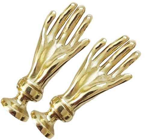 HOMSFOU 2 Stück Goldene Schrankknöpfe Gebürstetes Messing Küchenschrank-Hardware Ziehknöpfe Dekorative Handform Kommodengriff Möbelknopf Für Küchenschrank Kleiderschrank