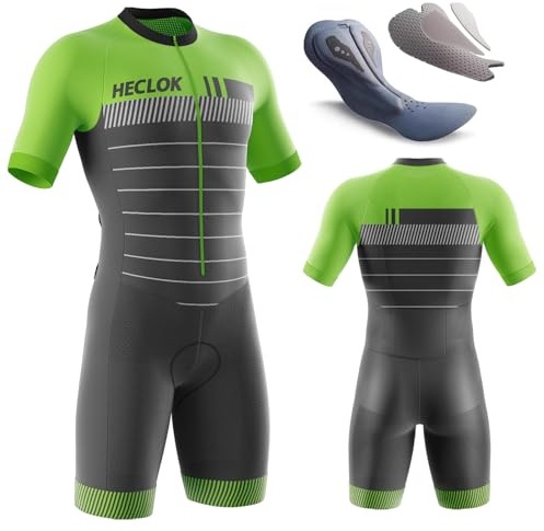 Combinaison de Triathlon pour Homme＋Professionnel de Compétition Rembourré,Manches Courtes Sports de Plein Air Vêtements de Triathlon,pour Course À Pied,Natation,Cyclisme Body (TYP-8,L)
