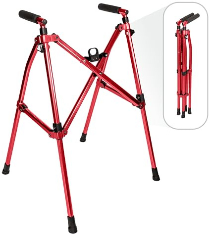 Wonder Walker Lite by Stander, andador ligero y plegable para adultos, personas mayores y ancianos, andador de viaje plegable para apoyo de movilidad, andador estándar compacto sin ruedas, rojo