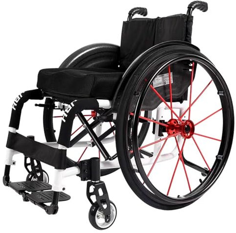 Sunyongfly Leichtgängiger und langlebiger Rollstuhl Sport-Rollstuhl Aluminium-Klapprollstuhl Geeignet für Teenager, Menschen mit eingeschränkter Mobilität und Menschen mit Behinderungen(60X80X75cm(23.