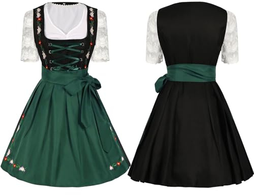 Oktoberfest damkläder Dirndl klänning traditionell tysk ölfestival kostym kvinnor midi-klänningar sommar, gRÖN, M