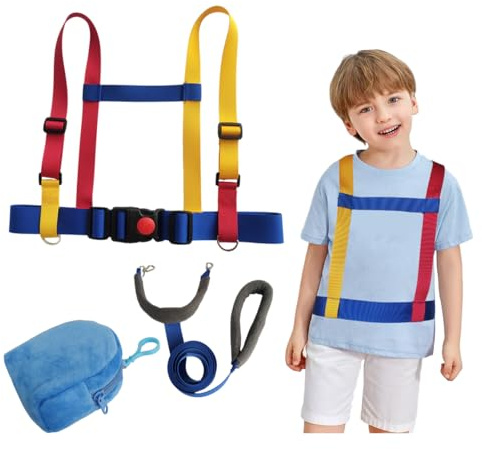 Promenadsele för äldre barn med snabbgreppshandtag/handledsrem och liten förvaringsväska, säkerhetssele för autism/ADHD speciella behov, anti-förlorade resor för barn