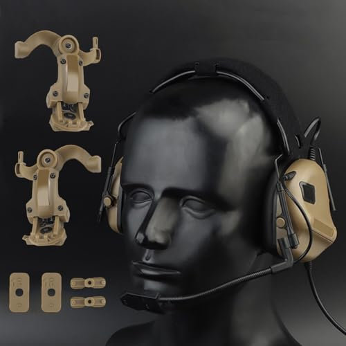 WQZXM Tactical Headset Airsoft Earmuffs Hunting Headphone With ARC Rail Adapter For Outdoor Sports CS Non-Military War Game Army(TAN)