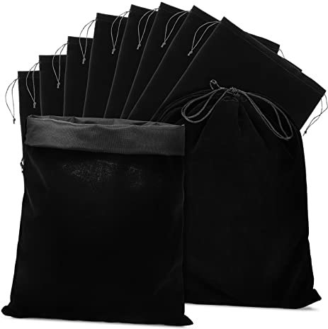 Beavorty Lot De 10 Paquet En Flanelle Noire 30x40 Cm à Cordon De Serrage, Pochettes De Rangement Polyvalentes Pour Présents, Bonbons, Bijoux Emballage Fête, Voyage, Usage Quotidien