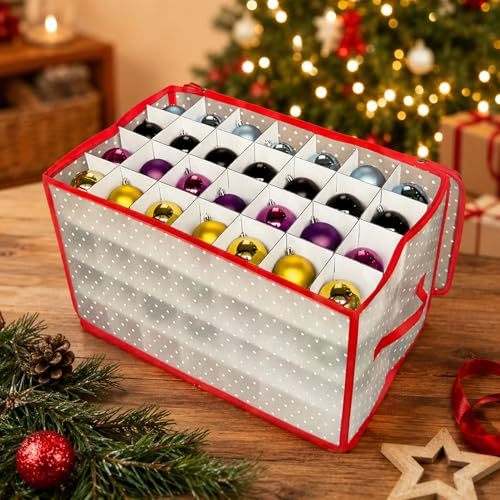 Mojawo XL Aufbewahrungskiste Organizer Aufbewahrungsbox für Christbaumkugeln Aufbewahrung Box B52xH30cm 112 Kugeln