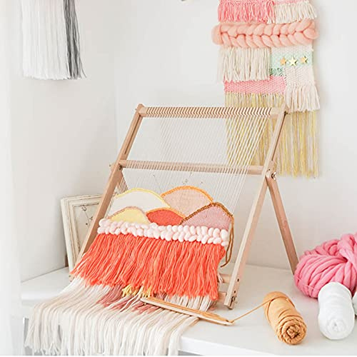 JUDEMII 27.55x19.68 in Large Weaving Loom for Adults Kids with Comb DIY Woven Set with 3 Shuttle Guiding Bars Wooden Multi-Craft Lap Weaving Loom Kit Frame Looms Weaving Kit for Wool Twine