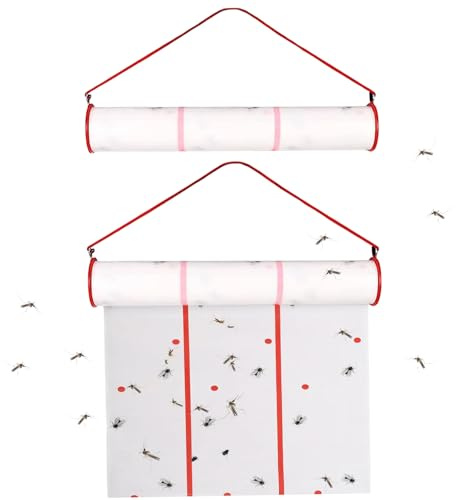 Ruban à mouche, 2pcs 13,12 pieds rouleau à mouche collante, ruban de mouche horizontal ou vertical, rouleau à mouche suspendu pour extérieur / intérieur, serre, écuries, jardin, rouleau de papier mou