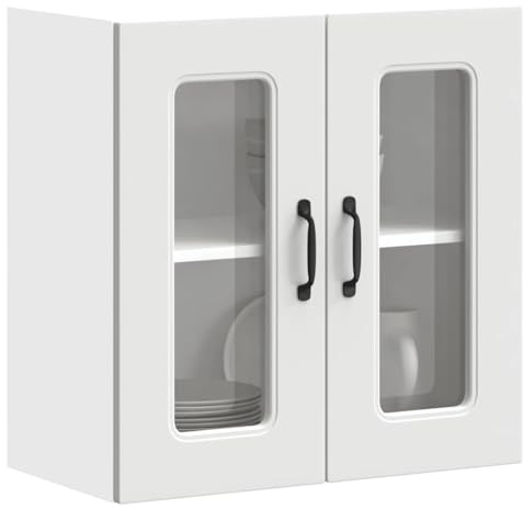 Myheimly Kitchen Cupboard, Küche Schrank, Kuechenschrank, Schrank Für Küche, Küchen Schrank, Hängeschrankm,Holzwerkstoff Küche Schrank,Weiß,wall Glass Cabinet,60 x 31 x 60 cm