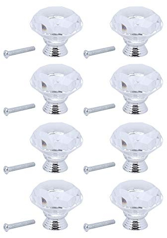 NOENNULL 8 Piece Drawer Knob 40mm Cabinet Knob Crystal Glass Shaped Cabinets Door Handles for Drawers and Cupboards Kitchen Bathroom Cabinets