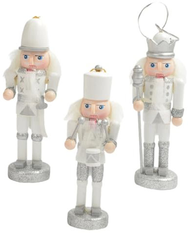 POPETPOP 3pcs Nutcracker Hanging Decorations Lovely Wooden Puppet Xmas Tree Ornaments for Home Bedroom Party Decor Family Friends Classmates