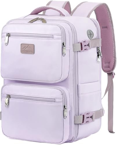 LYNXCHER Mochila Viaje Cabina Avion 45x36X20 pour Easyjet Mochila Cabina de Viaje Equipaje Antirrobo 30L Mano Bolso Hombre Mujer para Computadora Portatil de15.6 Pulgadas Lila