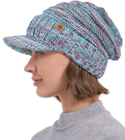 Creekstone Beanie Hüte für Damen Herren Fleece gefütterte Wintermützen Frauen Slouchy Beanies Fleece gefütterte Beanie mit Krempe Visier