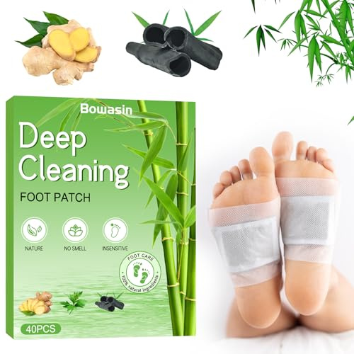 Detox Foot Patches 40 Pcs Detox Foot Pads,Foot Detox Pads to Remove Toxins Deep Cleansing,100% Natural,for Stress Relief,Sleep Aid, Enhance Blood Circulation