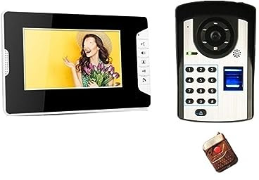 TRDEWR Videocitofono Sicurezza Domestica Videocitofono Impronta Digitale Telecamera Campanello da 7 Pollici Password Remota Sblocco di Controllo Accessi Trova di più A Casa Tua(UCYBO-813FD11)