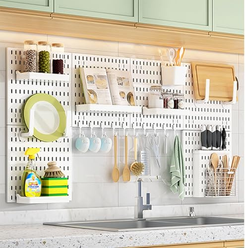 Panneau Perforé Mural,Pegboard Gaming,Organiseur Garage Plastique Panneaux Perforés Avec Accessoires,Kit Rangement D'outils Pour Bureau,Salle D'artisanat,Maison,Entrepôt 6 piece (30*30cm),A