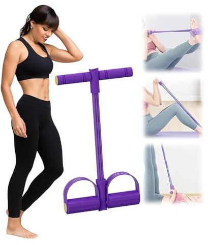 Beautisson Corde de Tension Multifonctionnelle Élastique Fitness avec Pédales et Poignées - Bande de Résistance Musculation, 6 Tubes pour Abdominaux, Yoga et Entraînement à Domicile (Violet)