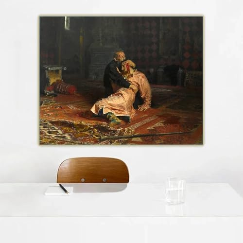 Ilja Efimovich Repin Ivan den förskräcklige och hans son Ivan Canvastavlor Oljemålning Tavla Dekor Heminredning (60x80cm)