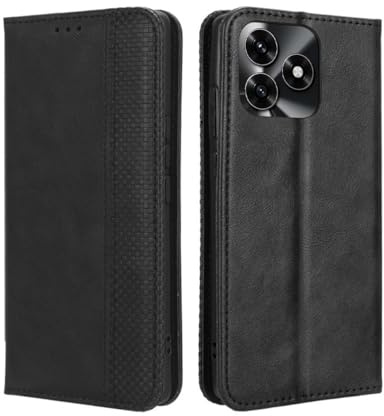 GOKEN Coque pour Honor X5c Plus - Housse en Cuir Synthétique avec Rabat Magnétique, Étui Portefeuille Antichoc avec Support et Emplacements pour Cartes, Silicone -Noir