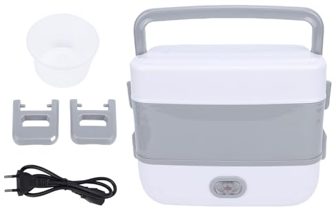 Qcwwy Lunch Box Elettrico, Scaldavivande Riscaldato Multifunzionale con Presa Isolata per Home Office con 4 Contenitori in Acciaio Inossidabile Mini Cuociriso per Dormitorio Home (Spina europea 220 V)