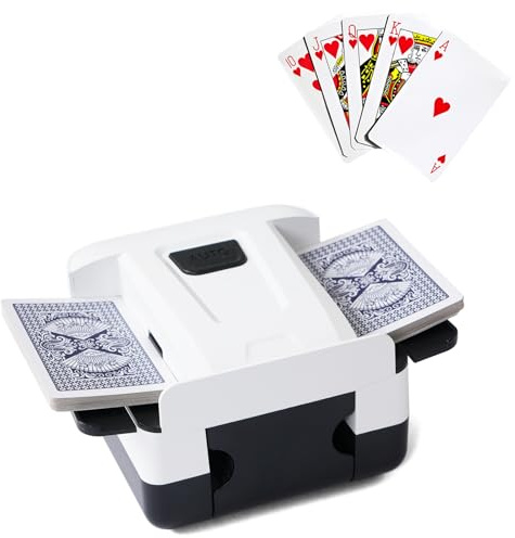 Yomshi Automatic Card Shuffler for 1-2 Decks Rechargeable Quiet 5-Second Shuffling Compatible with UNO & Poker No Assembly Lightweight for Seniors & Game Nights
