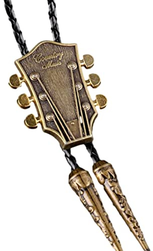 Oxtxuzdm Moranse Bolo-Krawatte, Western-Gaitar Cowboy, Leder, Krawatte, Musik-Halskette, Cowboy, Bolo-Krawatte, Musik, bronze, One size