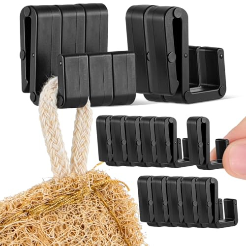 DEARMAMY 20 Pièces Lot de Crochets S Plastiques Noirs Crochets Plats Solides pour Suspension sur Rack Adaptés Cuisine Salle de Bain Bureau Multifonction pour Vêtements et Outils Rangement