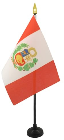 AZ FLAG Bordsflagga Peru 15x10 cm Peruansk 100D Polyester Plastfot