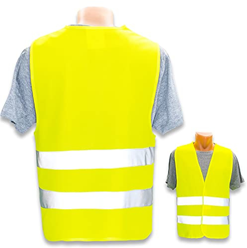 Warnweste selbst gestalten mit eigenem Aufdruck * Bedruckt mit Name Text Bild Logo Firma, Farbe & Größe:Gelb/Größe XL/XXL, Position & Druckart:Ohne Druck (nur Weste)