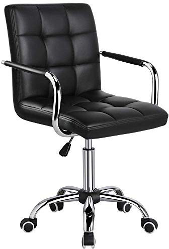 CRIS NAILS SL Silla de Oficina Giratoria Taburete de Trabajo Bar Altura Ajustable Carga MAX 120Kg con Respaldo Blanco (Negro)