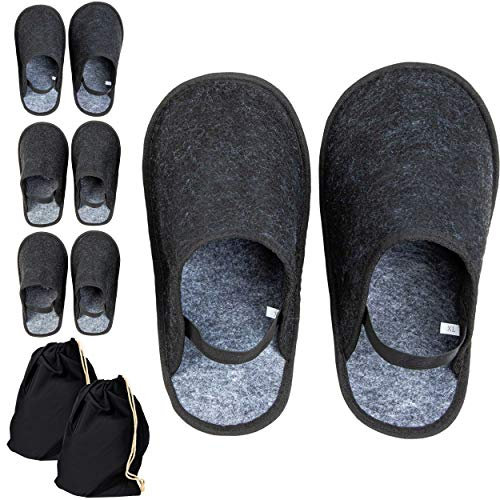 ONVAYA® Handwerkerpantoffel mit Gummiband im Beutel | ABS-Sohle | Museumpantoffel | Überschuh | Gästepantoffel | Schlosspantoffel | Schutzschuh | Filzüberschuhe (4er Set)