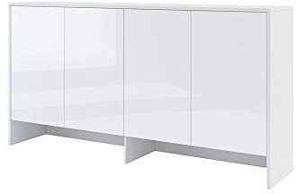 Furniture24 Aufsatz Bed Concept BC11, Schrank für Schrankbetten, 4 Türen (Weß matt/Weß Hochglanz)