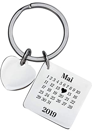 Geschenke 24 Personalisierter Schlüsselanhänger mit Gravur | Anhänger mit Herz | Besondere Valentinstagsgeschenke | Kleine Aufmerksamkeit | Jahrestagsgeschenk