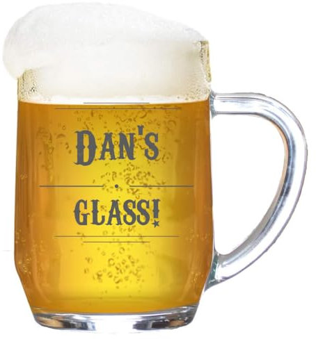 Personalised Tankard ‘Modern Line’ Engraved Beer Glass Stein | 1 Pint Beer Mug with Handle | Gift for Birthdays, Weddings, Anniversaries | Customise with Any Message Name or Occasion, 590 ml