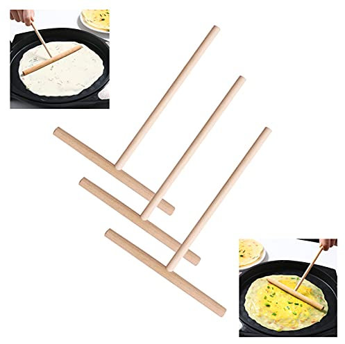 LuLiyLdJ 3 pièces en bois en forme de T bâton de crêpe épandeur de crêpes outil de cuisine bricolage