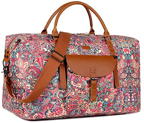 Oversized Printing Women's Travel Duffel Bag 52L Weekend Bag Weekender Overnight Carry on Luggage Lightweight HB-15 (HS)