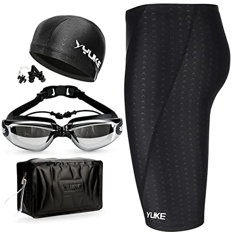 Facynde Facynnatación para Hombres - Pack 5 bañadores Racing & Training Jammer para Hombre | Jammer natación para Hombre con Gorro natación, Gafas, Clips para los oídos, Tapones