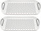 HOMESHOPA Anti-Slip Plastic Serving Tray, 2 Pack Grey Rectangular Non-Slip Top & Bottom, Strong Grip Rubber Surface, Kitchen Tray for Food Serving, Easy Grip Handles, Sturdy Dinner/Drinks Breakfast