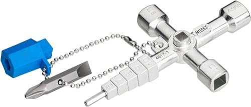 HAZET Schaltschrankschlüssel 4617-1 I Inkl. Kette, Adapter und Wende-Bit I Betätigung von Verschlüssen an z. B. Schaltschränken, Heizungsventilen, Heizungsentlüftungen, Fenster- und Türgriffen