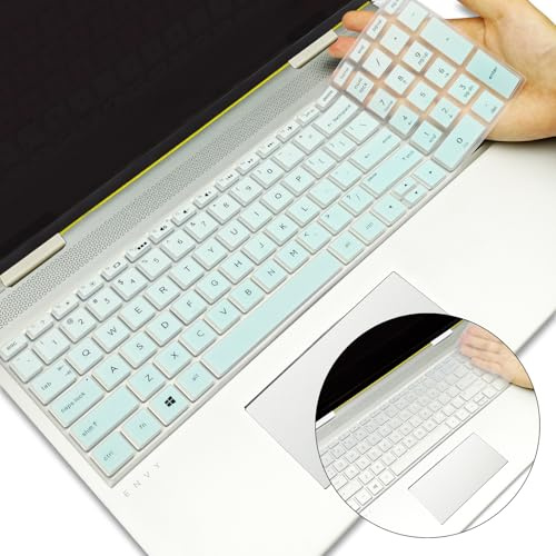 YongMai 2Pcs Silicone Keyboard Cover Skins for 15.6 HP Laptops, 15-BS013DX 15-BS020NR 15-BS020WM 15-BS033CL 15-CB010NR 15-CB071NR 15-CC010NR 15-CC020NR 15-CC063NR 15-CC064NR 15-CC065NR (Green+Clear)