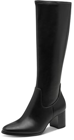 MARCO TOZZI Damen Hohe Stiefel mit Absatz Vegan aus Kunstleder, Schwarz (Black), 37 EU