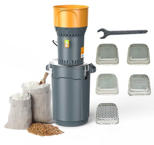 Molinillo de grano eléctrico de 25/50 L, molinillo de grano para alimentación de grano de maíz, molinillo de trigo con 5 tamices y llave, para molinos de grano agrícola, pienso seco, cereales 50L