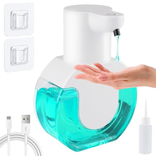 Seifenspender Automatisch, Mezzar 420ml Schaumseifenspender Automatisch Wandmontage IPX5 Wasserdicht Elektrischer Seifenspender mit Sensor USB Wiederaufladbar Seifenschaumspender Weiß Flüssigetyp