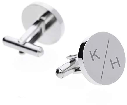2 Manschettenknöpfe mit Gravur in silber für Männer eckig, personalisiertes Geschenk mit Initialien, silberner Schmuck für Herren, als Hochzeitsgeschenk, zum Jahrestag, zum Hochzeitstag