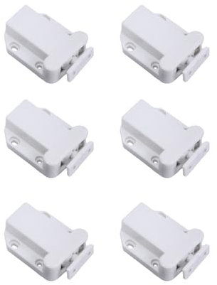 QLEUIFT 6 pcs Druckschnäpper Schnäpper Federschnäpper mit Schrauben, Türriegel mit Touch-Entriegelung für Küche Schranktüren Schränke Zuhause Möbel Halte Verschluss ABS, Weiß
